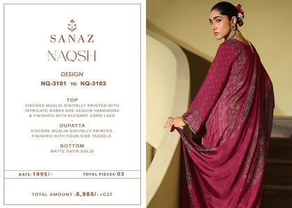 Naqsh Sanaz Viscose Muslin Pant Style Suits Manufacturer Ahmedabad