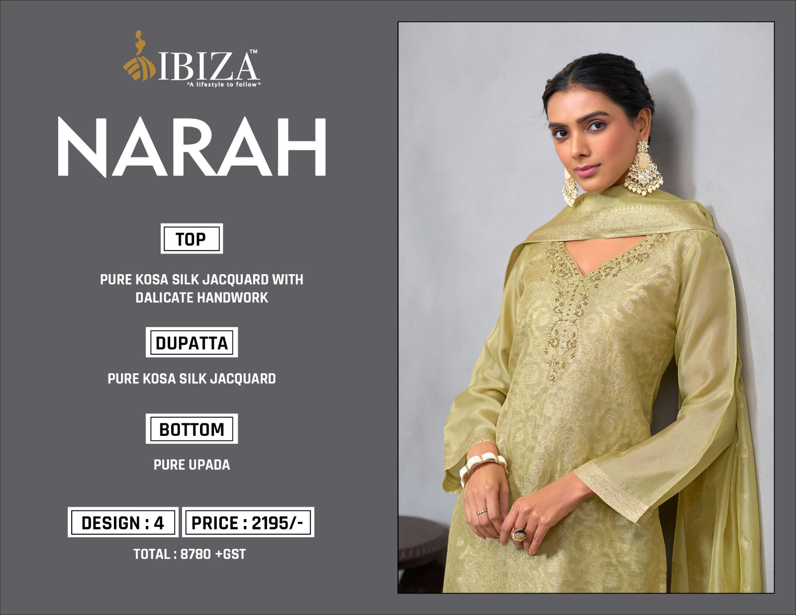 Narah Ibiza Silk Jacquard Pant Style Suits Supplier Ahmedabad