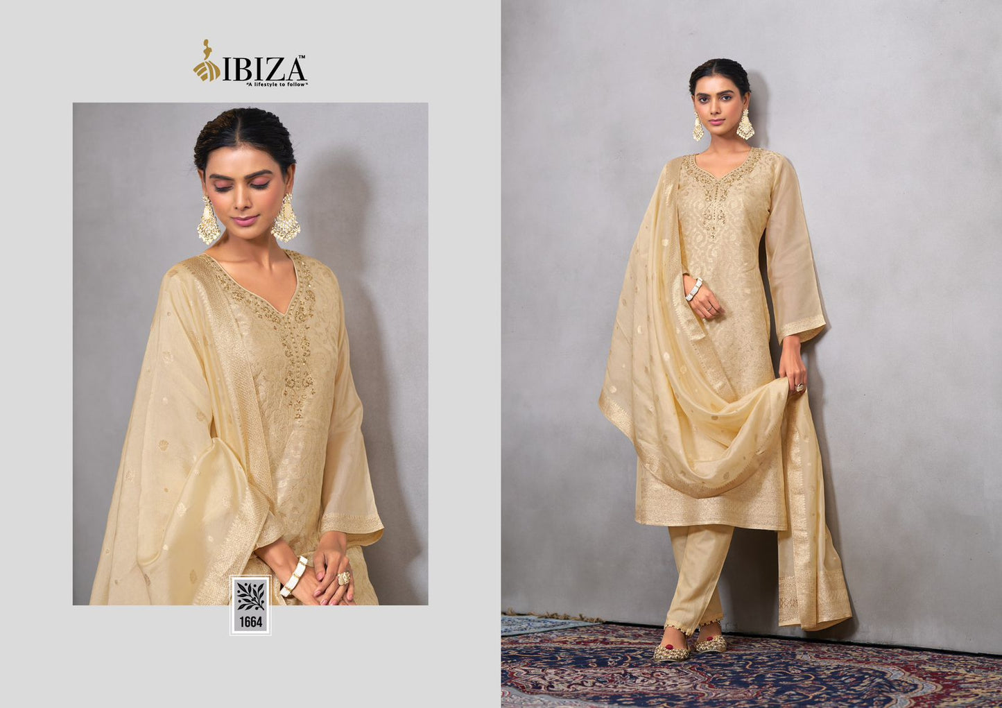 Narah Ibiza Silk Jacquard Pant Style Suits Supplier Ahmedabad