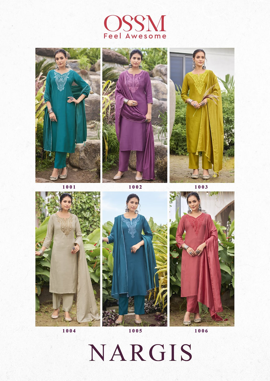 Nargis 1609 Ossm Roman Slub Readymade Pant Style Suits Wholesaler India