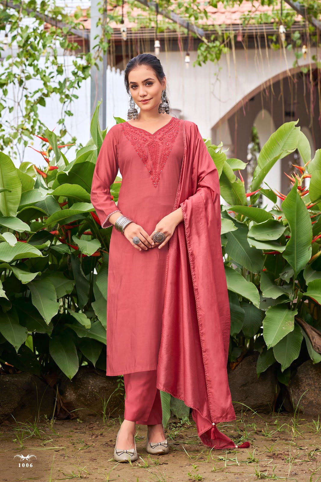 Nargis 1609 Ossm Roman Slub Readymade Pant Style Suits Wholesaler India