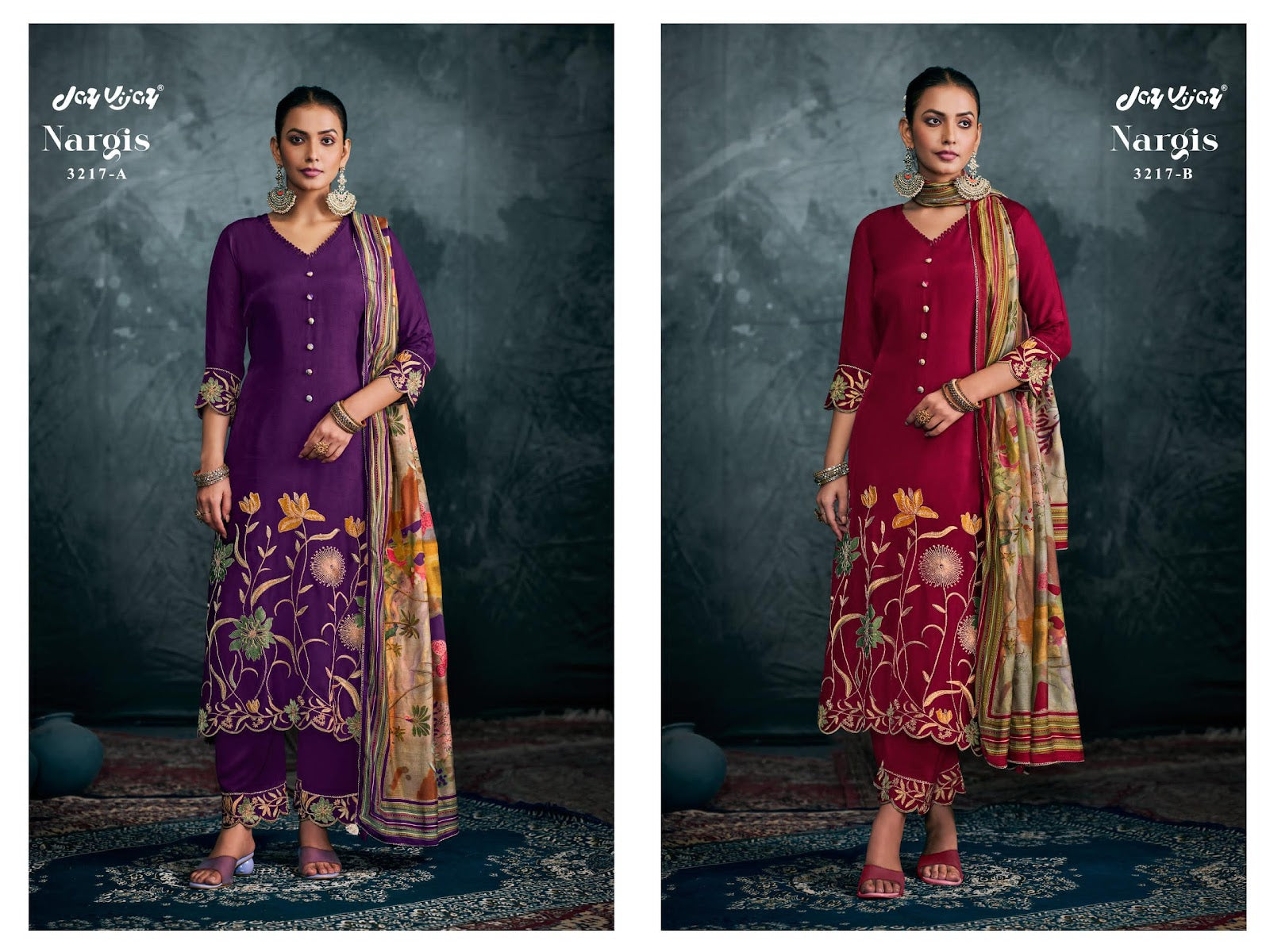 Nargis 3217 Jay Vijay Bemberg Silk Pant Style Suits Exporter