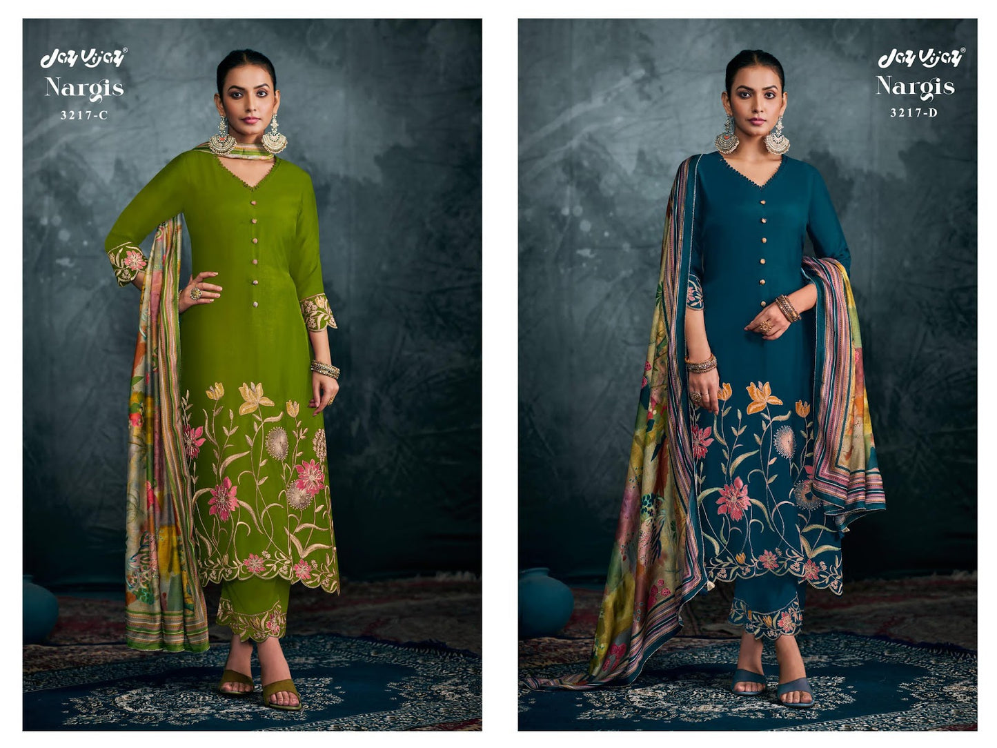 Nargis 3217 Jay Vijay Bemberg Silk Pant Style Suits Exporter