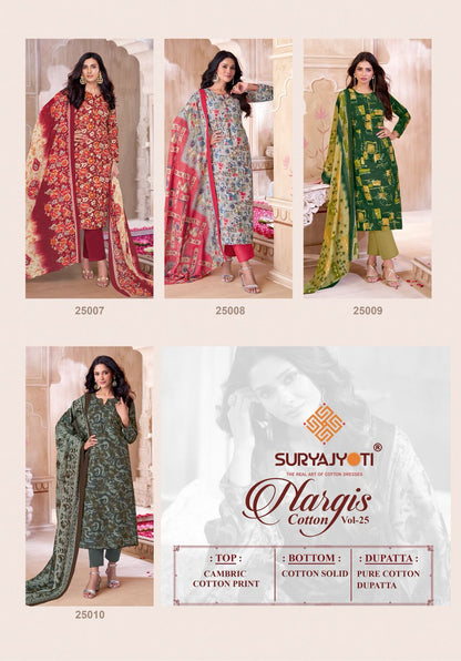 Nargis Cotton Vol 25 Suryajyoti Pure Cotton Pant Style Suits Manufacturer Gujarat