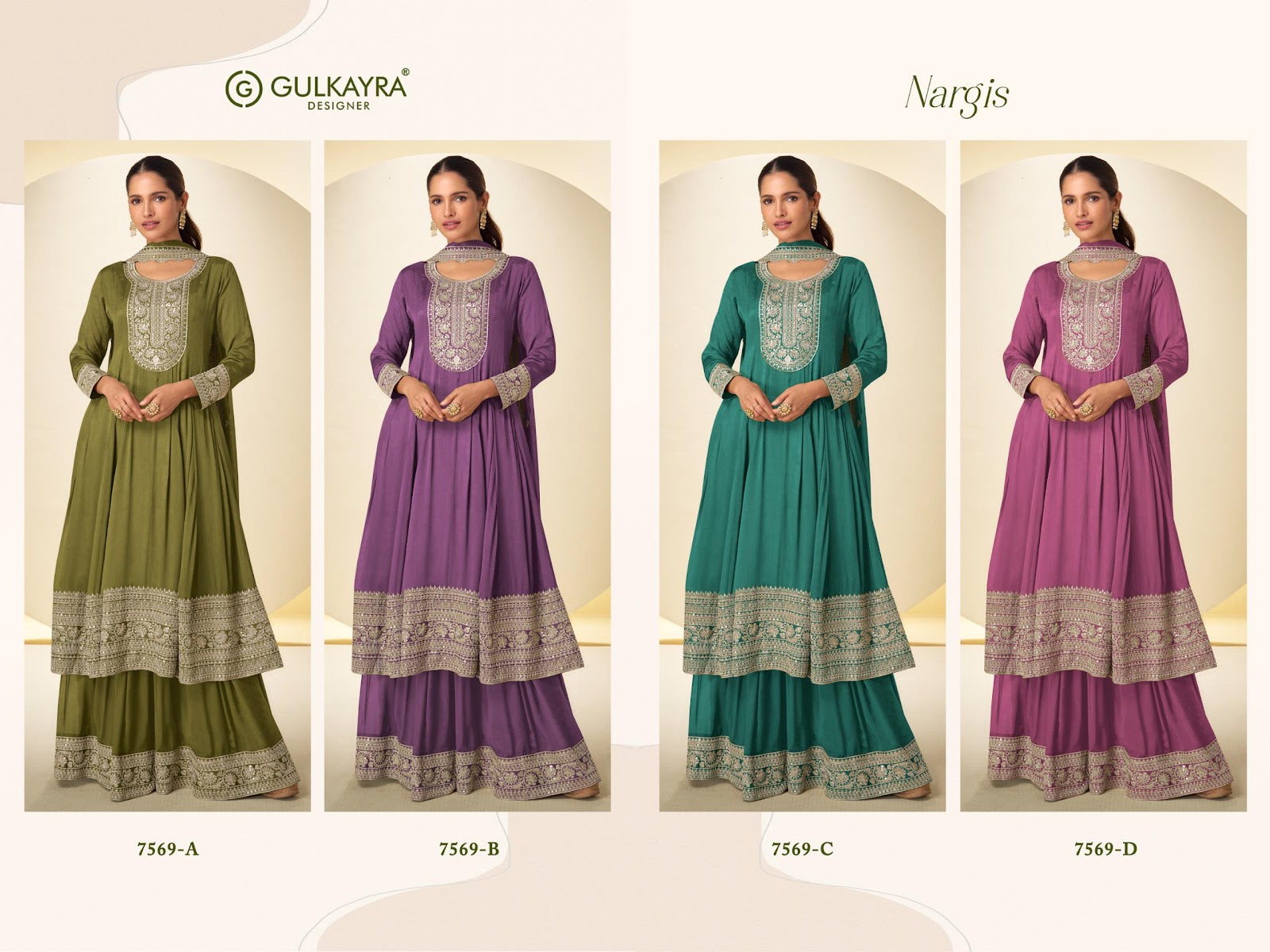 Nargis Gulkayra Designer Chinon Readymade Anarkali Suits Manufacturer Ahmedabad