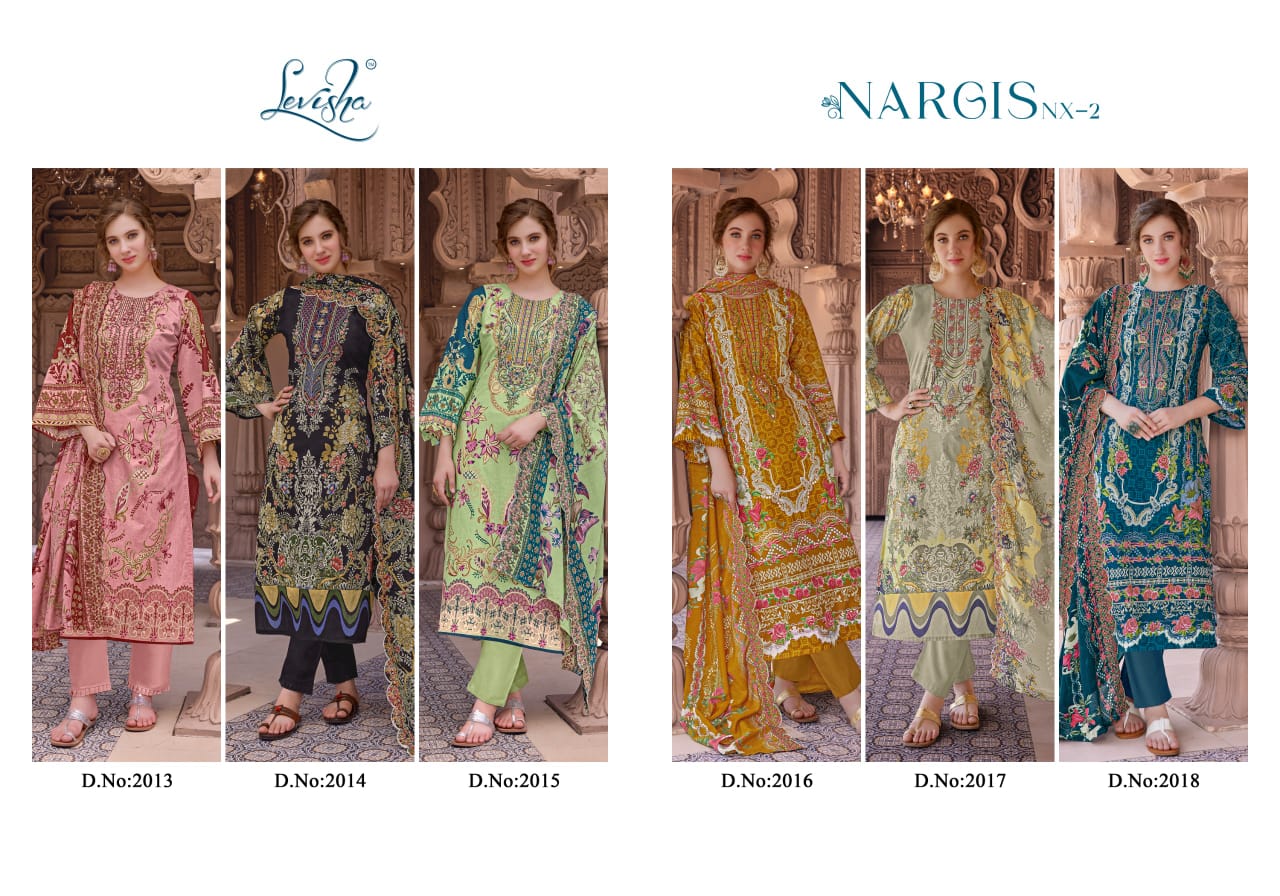 Nargis Nx Vol 2 Levisha Cambric Lawn Karachi Salwar Suits Exporter Ahmedabad