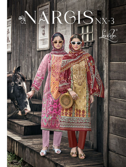 Nargis Nx Vol 3 Levisha Cambric Lawn Karachi Salwar Suits Wholesale Price