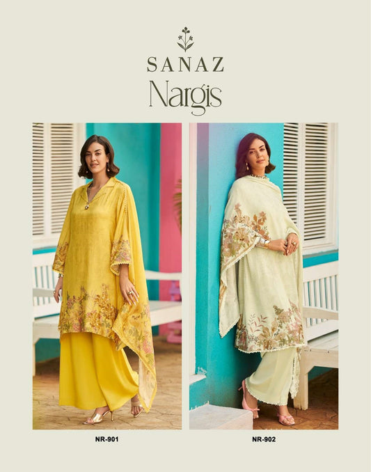 Nargis Sanaz Viscose Muslin Pant Style Suits Wholesale Price