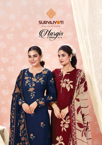 Nargis Vol 28 Suryajyoti Cotton Dress Material Supplier Gujarat