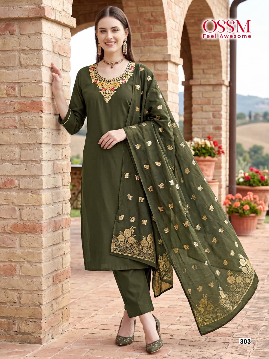 Nargis Vol 3 Ossm Roman Silk Readymade Pant Style Suits Supplier Gujarat