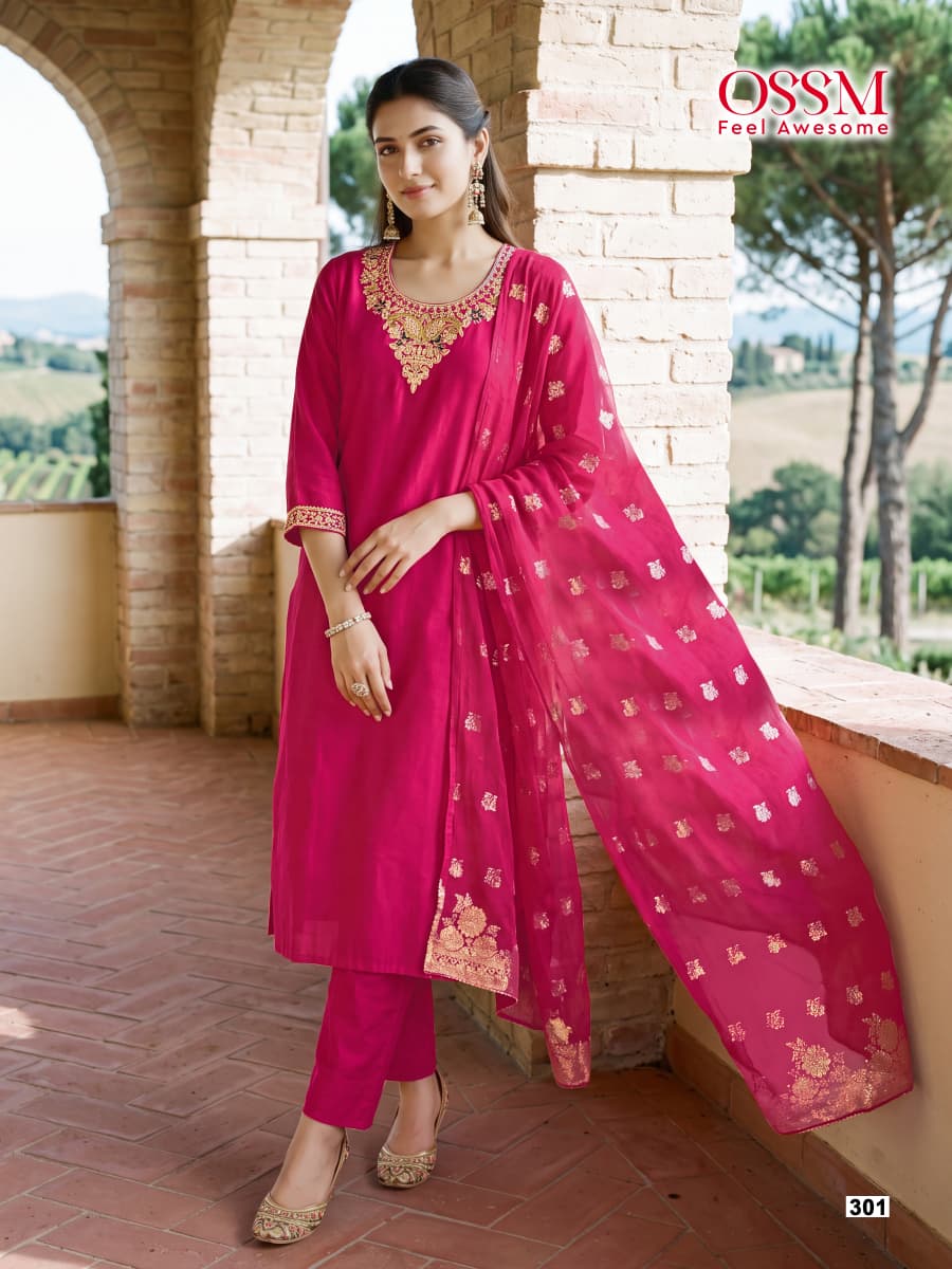 Nargis Vol 3 Ossm Roman Silk Readymade Pant Style Suits Supplier Gujarat