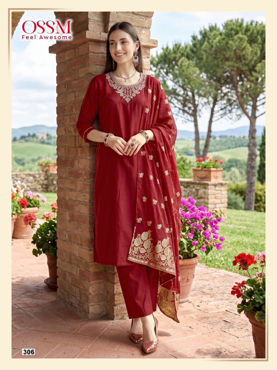 Nargis Vol 3 Ossm Roman Silk Readymade Pant Style Suits Supplier Gujarat