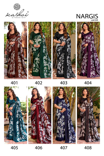 Nargis Vol 4 Kashvi Creation Vichitra Sarees Exporter India