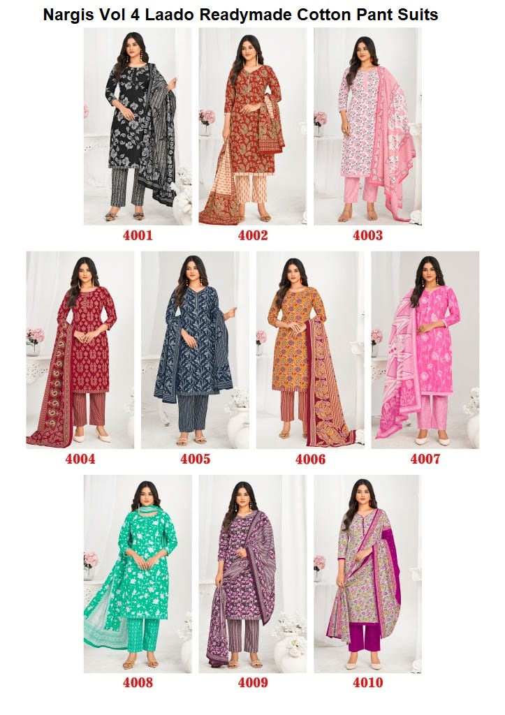 Nargis Vol 4 Laado Readymade Cotton Pant Suits Supplier India