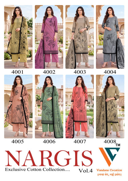 Nargis Vol 4 Vandana Creation Mix Cotton Karachi Salwar Suits Wholesale Rate