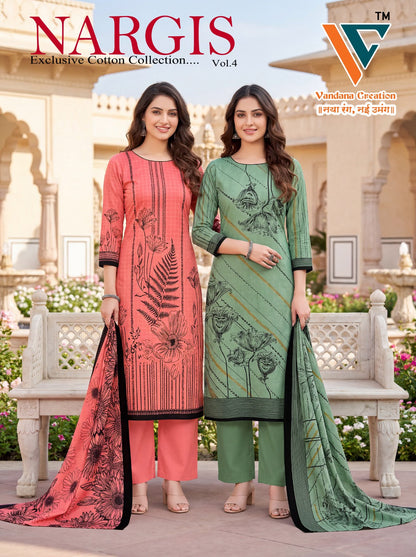 Nargis Vol 4 Vandana Creation Mix Cotton Karachi Salwar Suits Wholesale Rate