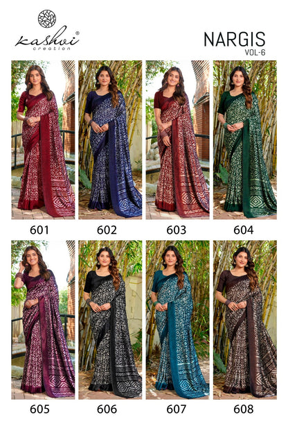 Nargis Vol 6 Kashvi Creation Vichitra Sarees Supplier
