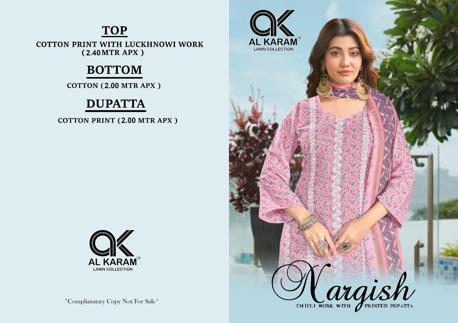 Nargish Al Karam Pure Cotton Karachi Salwar Suits Wholesale Price
