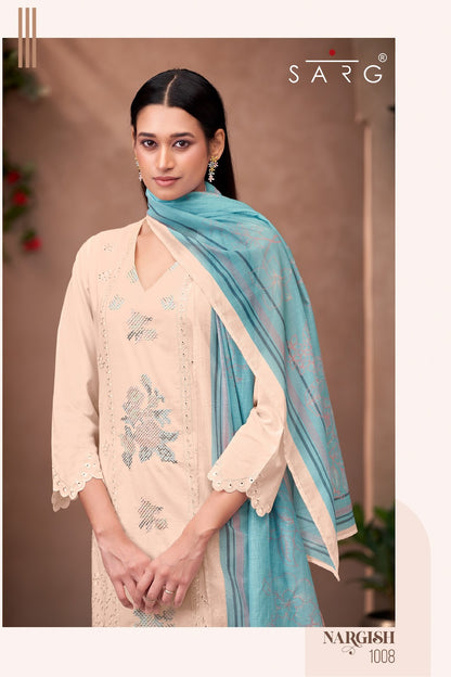 Nargish Sarg Pure Cotton Pant Style Suits Exporter India