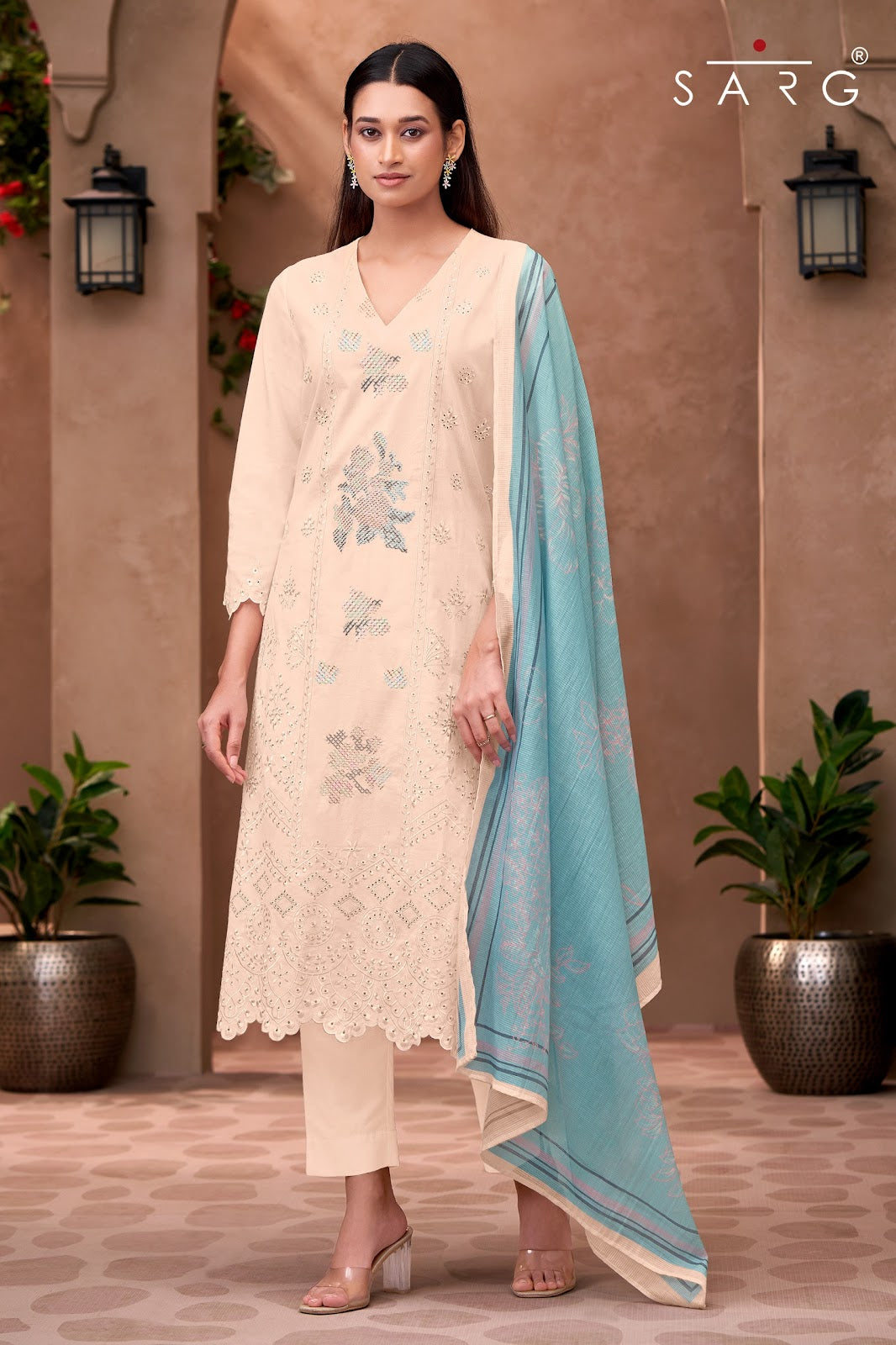 Nargish Sarg Pure Cotton Pant Style Suits Exporter India