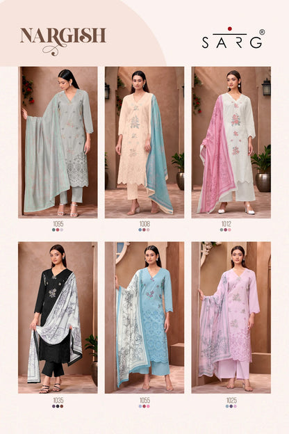 Nargish Sarg Pure Cotton Pant Style Suits Exporter India