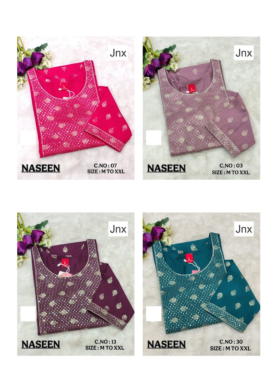 Naseen 251125 Jnx Vertican Straight Cut Kurtis Exporter India