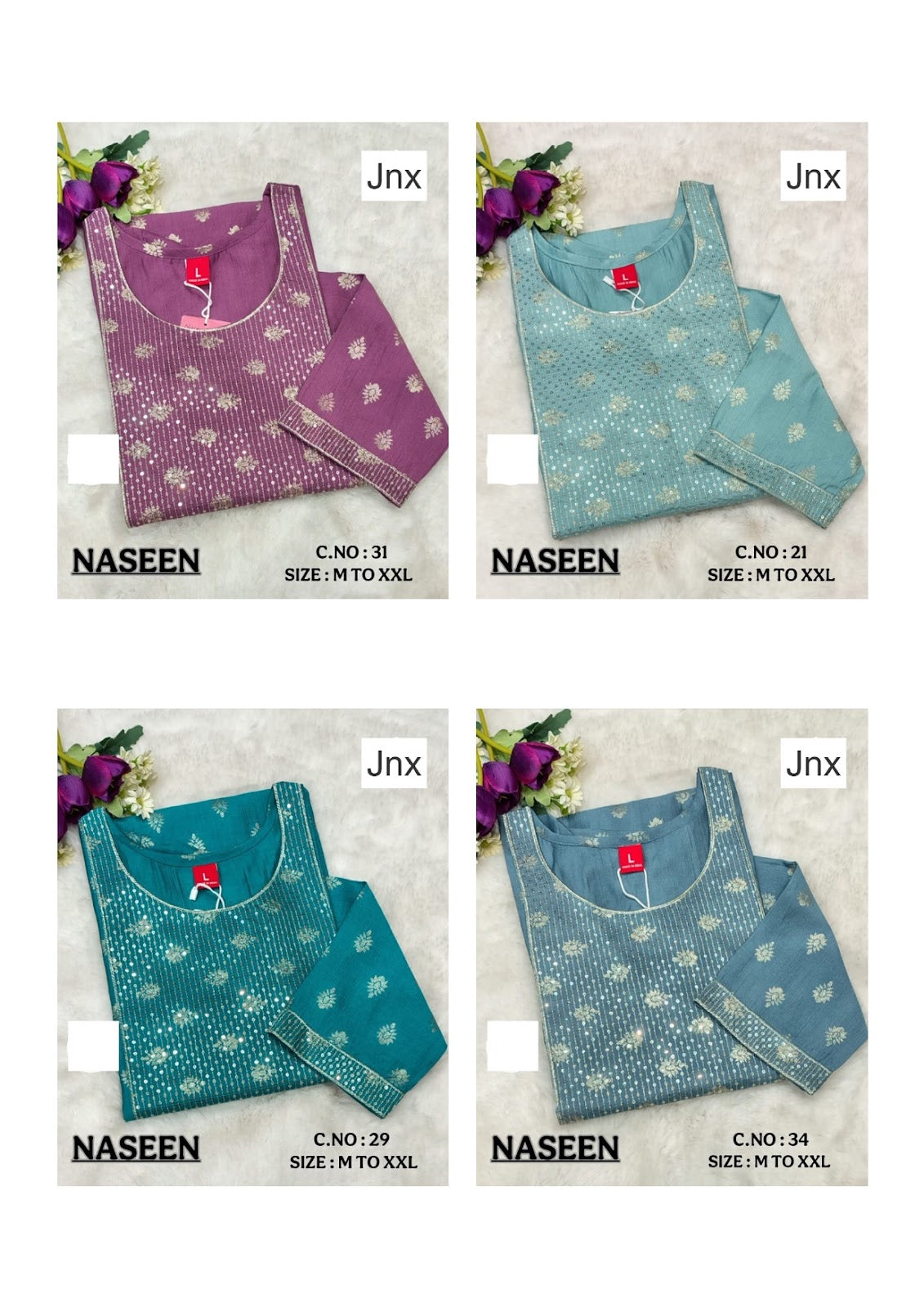 Naseen 251125 Jnx Vertican Straight Cut Kurtis Exporter India