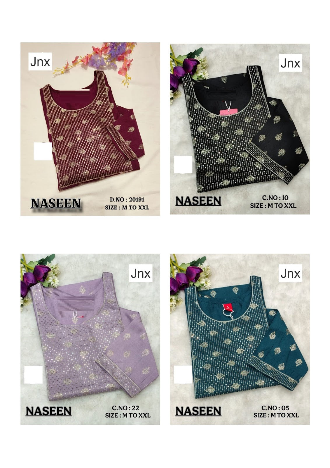 Naseen 251125 Jnx Vertican Straight Cut Kurtis Exporter India