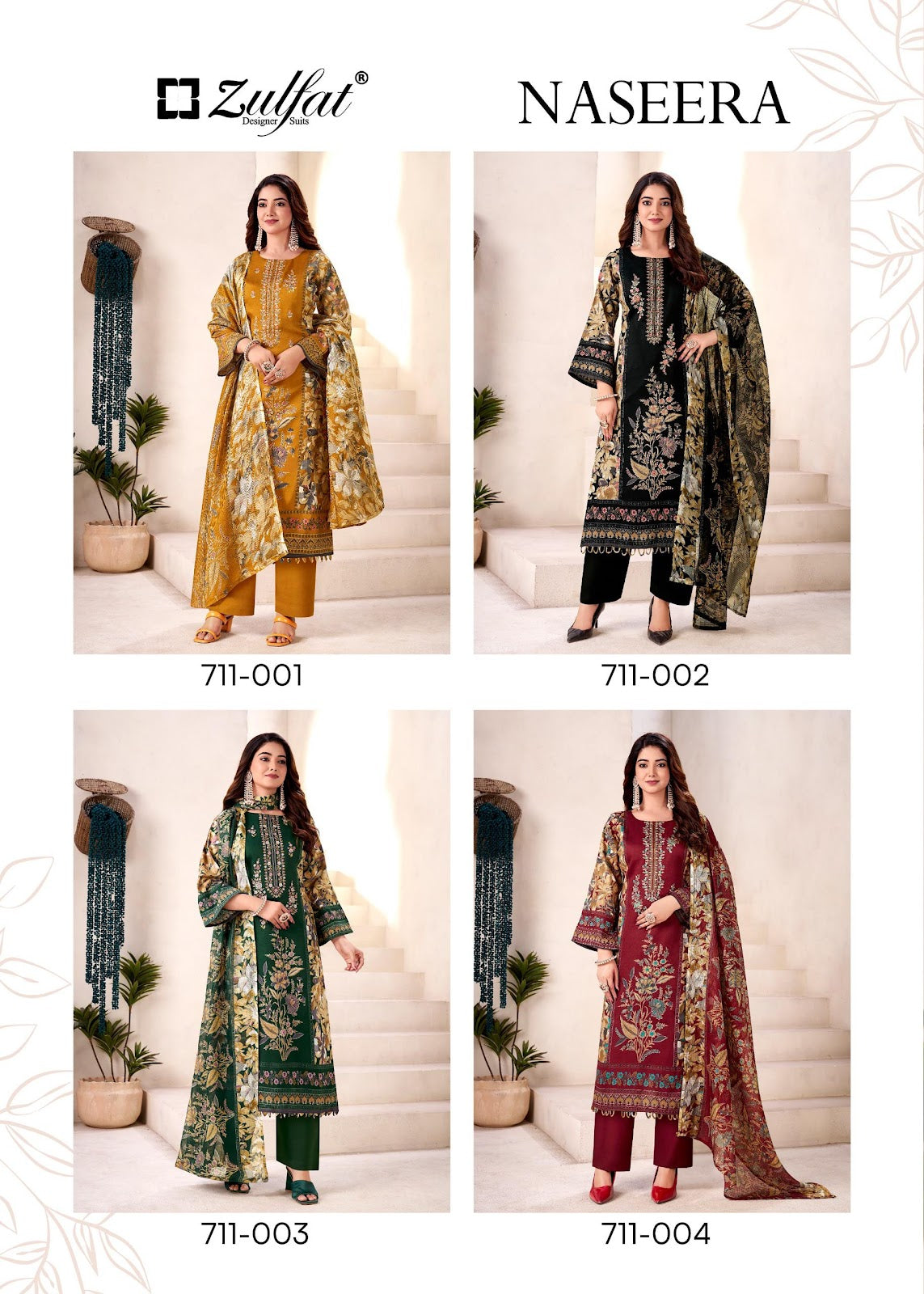 Naseera Zulfat Designer Jam Cotton Karachi Salwar Suits Manufacturer Ahmedabad