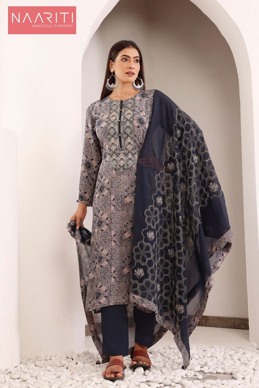 Nasrana Naariti Crape Pant Style Suits Wholesale Price