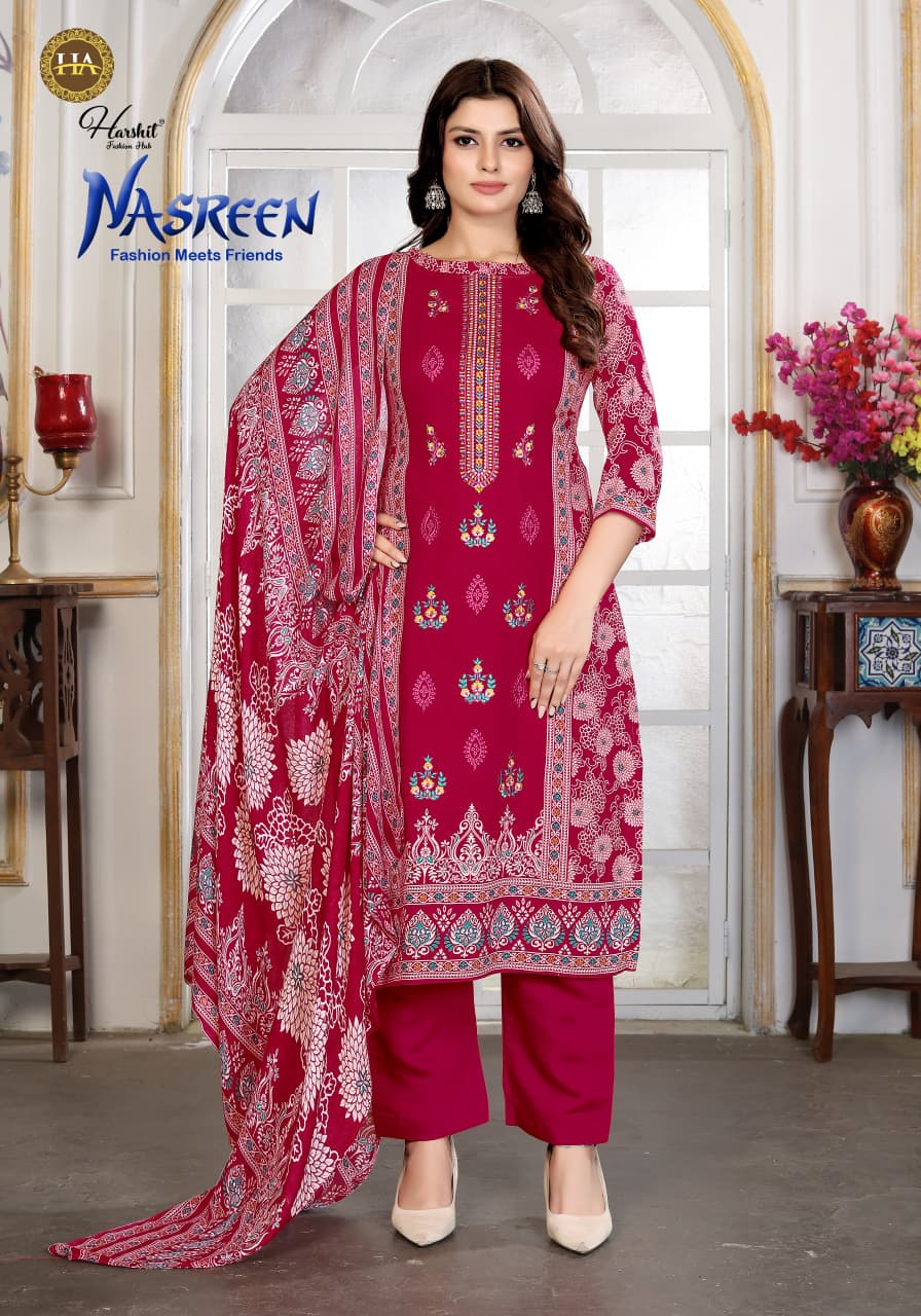 Nasreen Harshit Fashion Viscose Reyon Karachi Salwar Suits Wholesaler