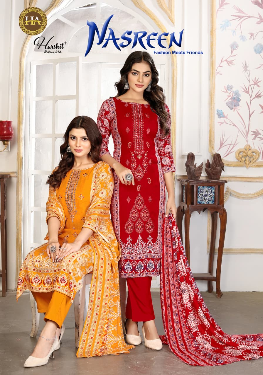 Nasreen Harshit Fashion Viscose Reyon Karachi Salwar Suits Wholesaler