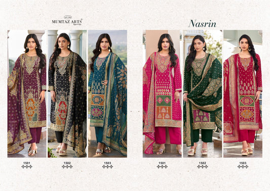 Nasrin Mumtaz Arts Viscose Muslin Karachi Salwar Suits Manufacturer India