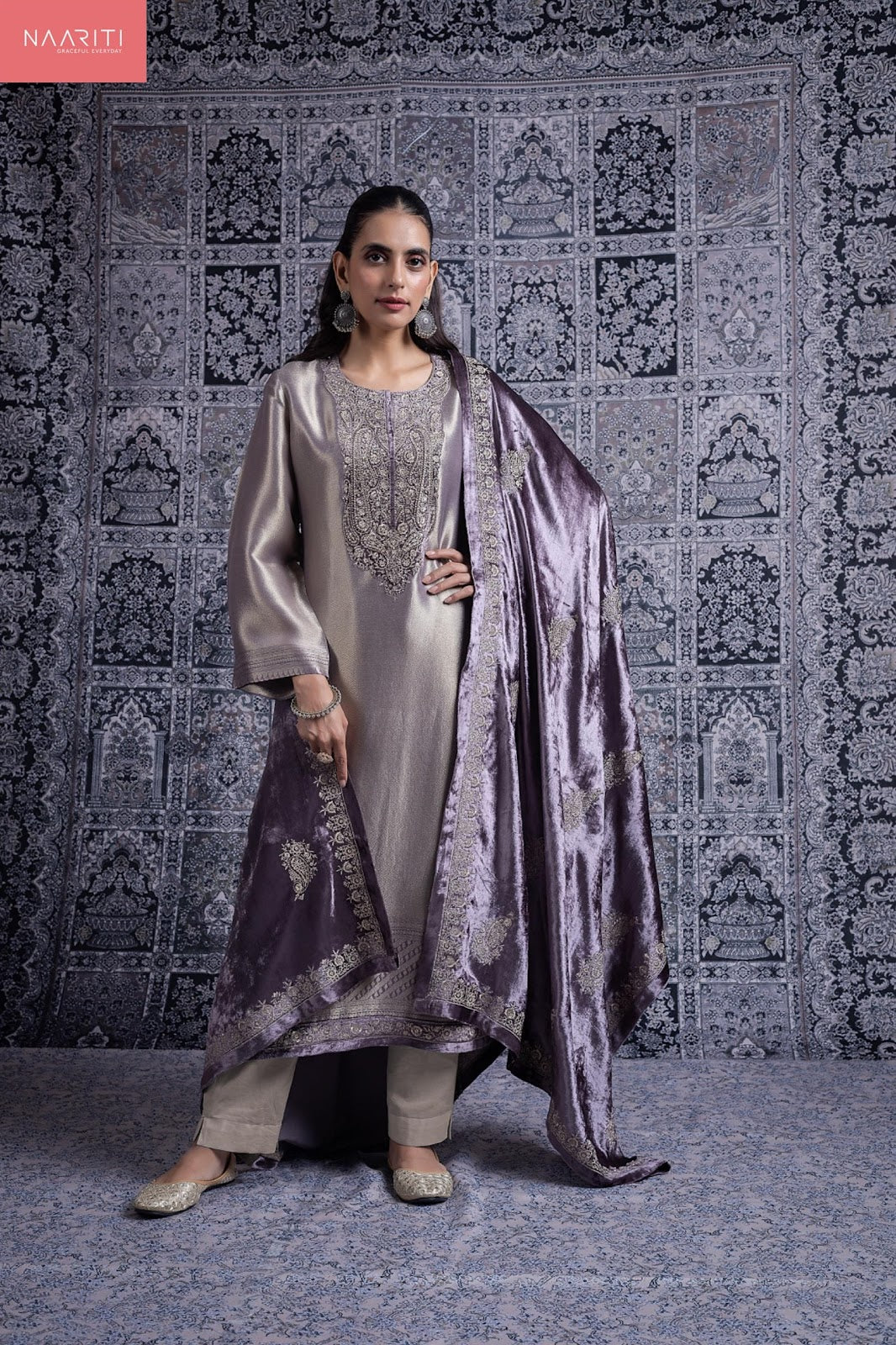 Nasrin Naariti Pure Silk Velvet Suits Wholesale