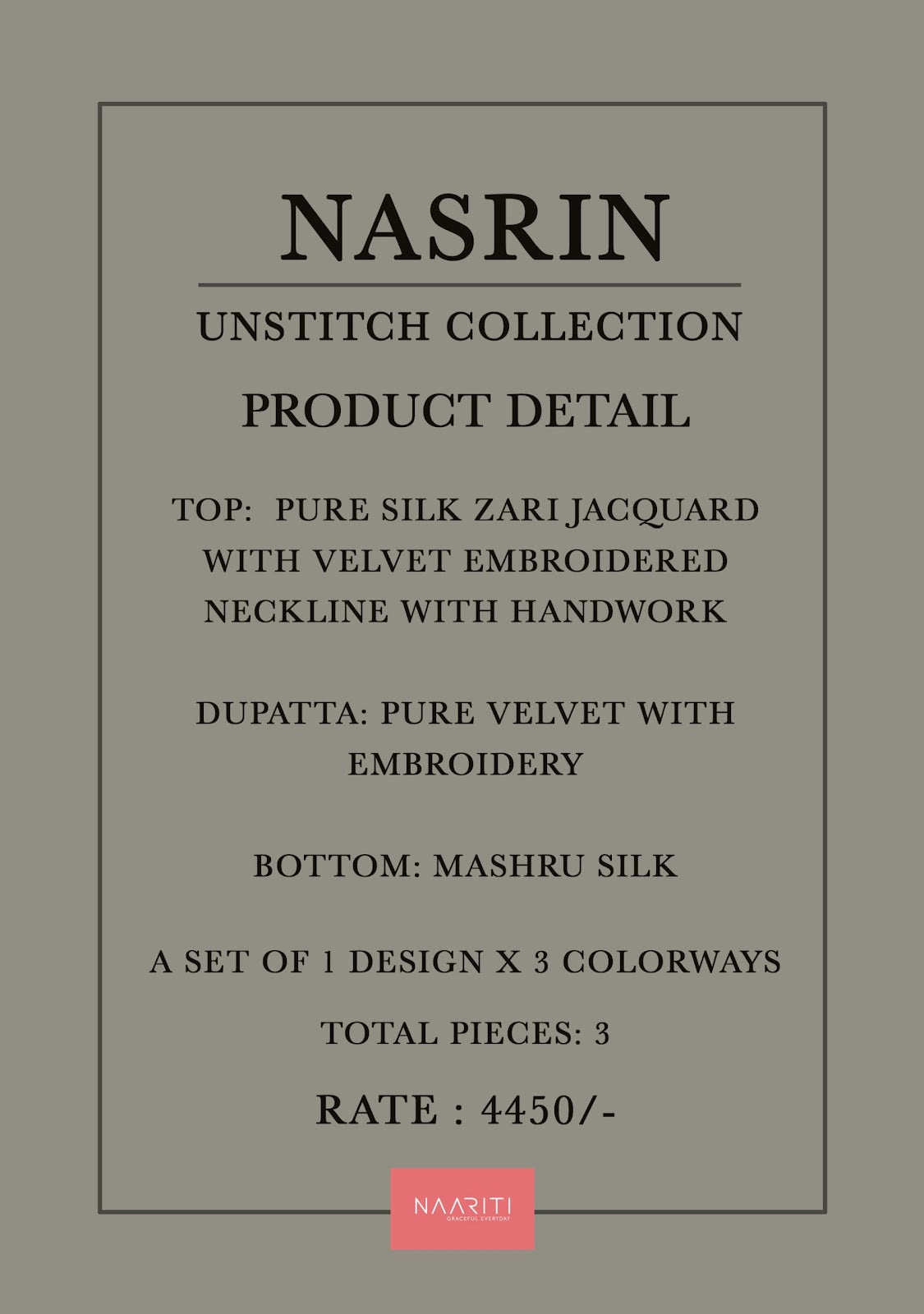 Nasrin Naariti Pure Silk Velvet Suits Wholesale