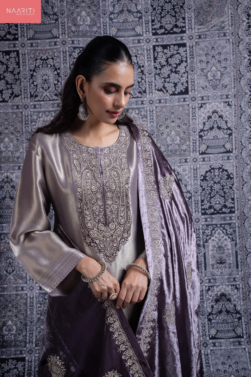 Nasrin Naariti Pure Silk Velvet Suits Wholesale