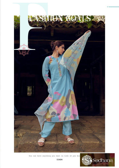 Nasrin Sadhana Pure Lawn Pant Style Suits Exporter Gujarat