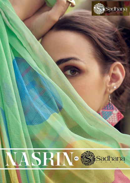 Nasrin Sadhana Pure Lawn Pant Style Suits Exporter Gujarat