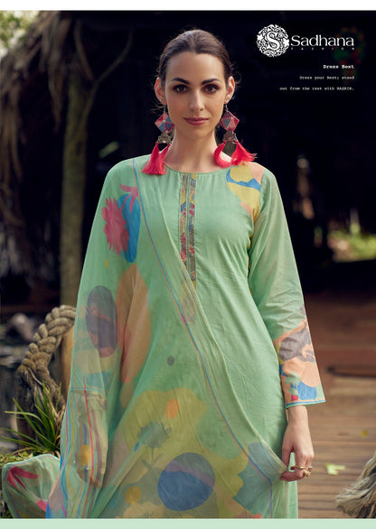 Nasrin Sadhana Pure Lawn Pant Style Suits Exporter Gujarat