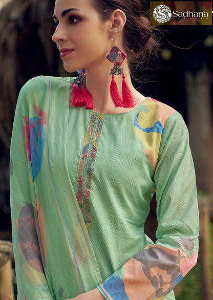 Nasrin Sadhana Pure Lawn Pant Style Suits Exporter Gujarat