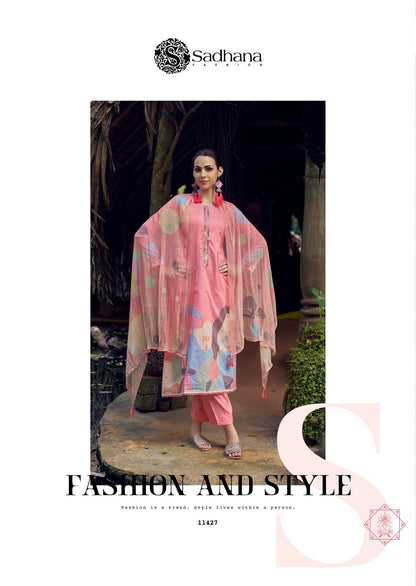 Nasrin Sadhana Pure Lawn Pant Style Suits Exporter Gujarat