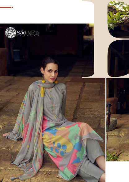 Nasrin Sadhana Pure Lawn Pant Style Suits Exporter Gujarat