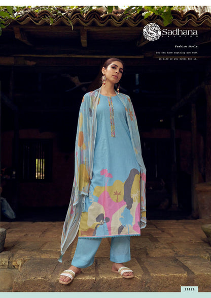 Nasrin Sadhana Pure Lawn Pant Style Suits Exporter Gujarat
