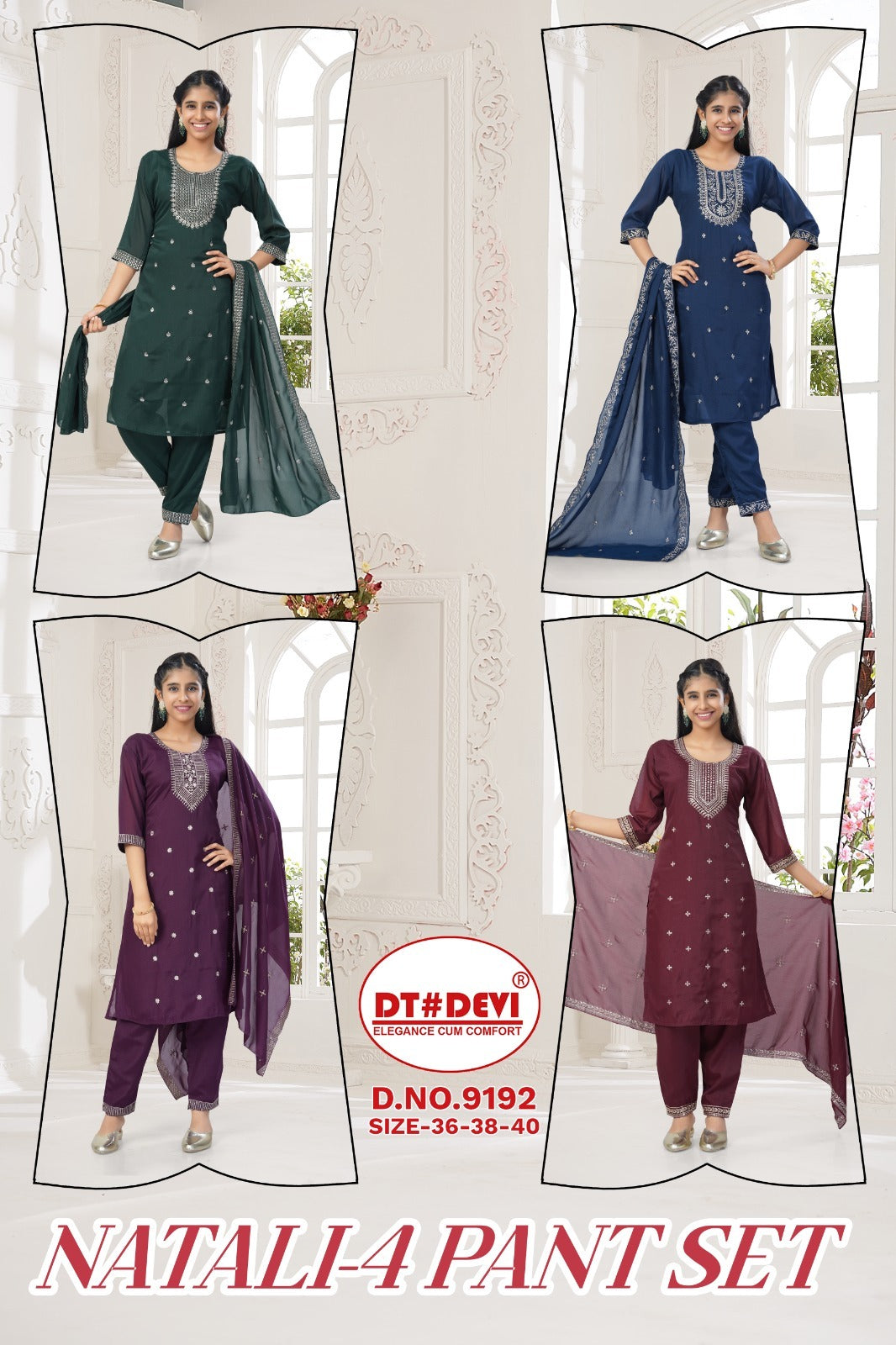 Natali 4 Dn 9192 Dt Devi Georgette Girls Readymade Pant Suits Supplier