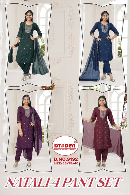 Natali 4 Dn 9192 Dt Devi Georgette Girls Readymade Pant Suits Supplier