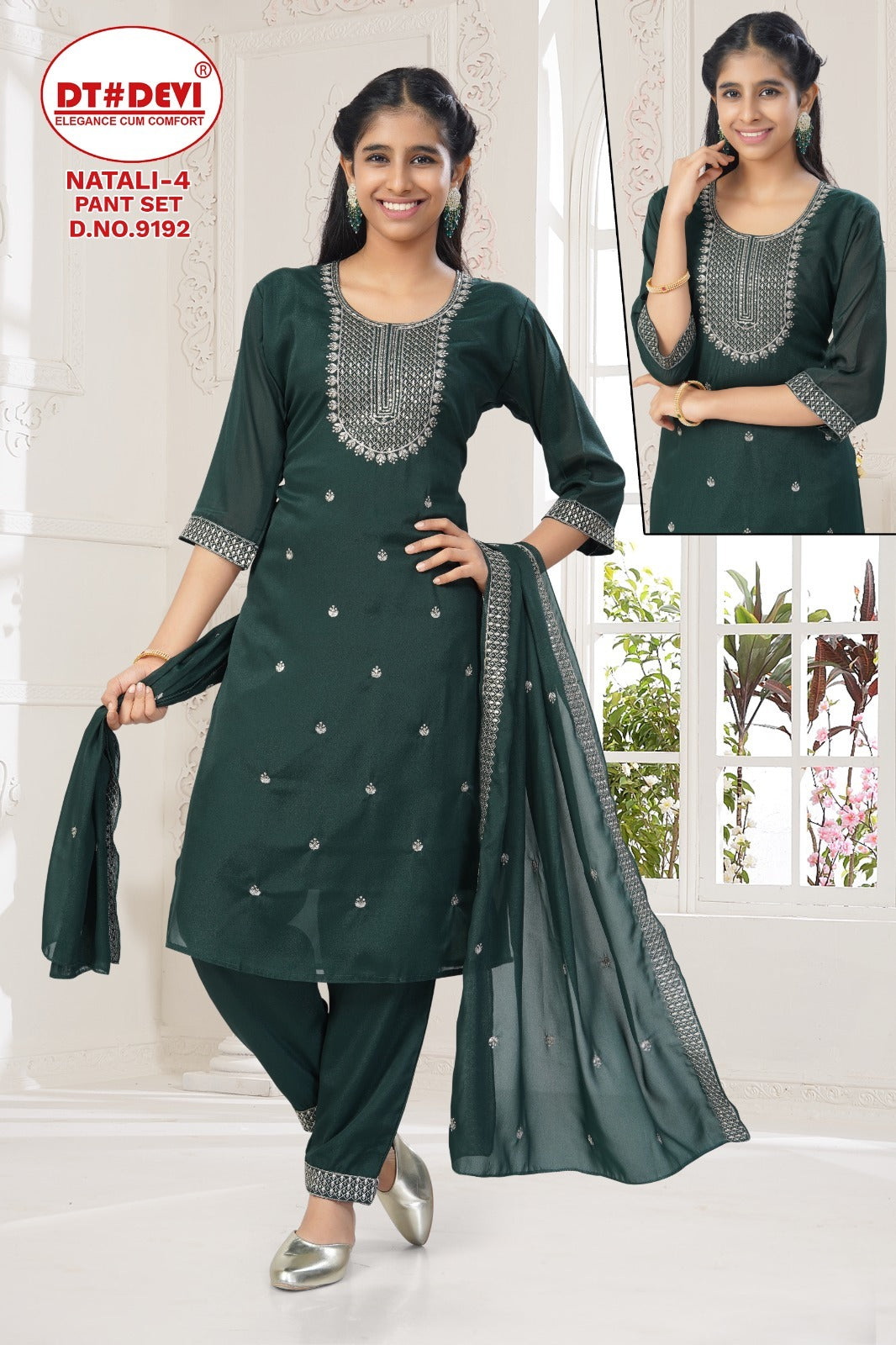 Natali 4 Dn 9192 Dt Devi Georgette Girls Readymade Pant Suits Supplier