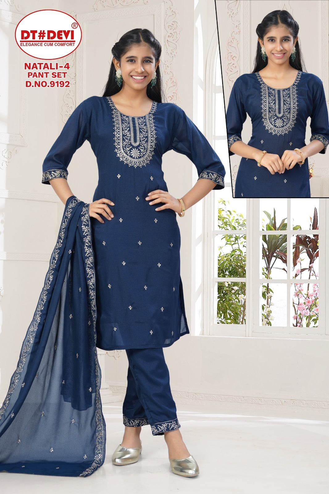 Natali 4 Dn 9192 Dt Devi Georgette Girls Readymade Pant Suits Supplier