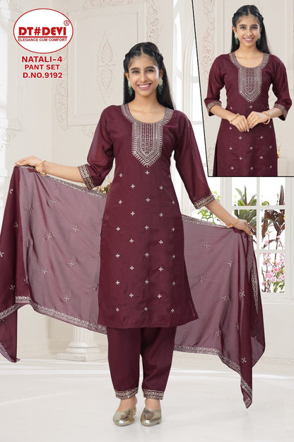 Natali 4 Dn 9192 Dt Devi Georgette Girls Readymade Pant Suits Supplier