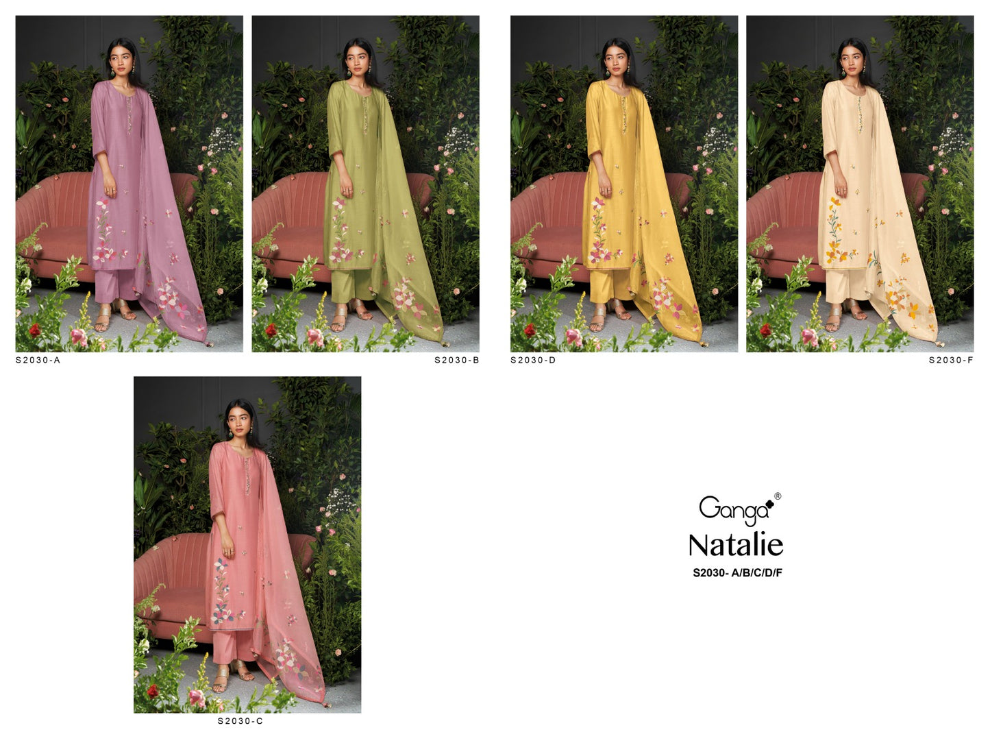 Natalie 2030 Abcdf Ganga Bemberg Silk Plazzo Style Suits Wholesale Price