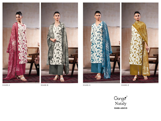 Nataly 3499 Ganga Premium Cotton Plazzo Style Suits Manufacturer Gujarat